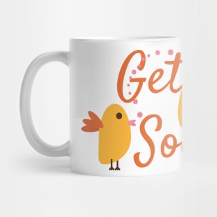 Get Well Soon Greeting with Cute Bird and Flowers Mug